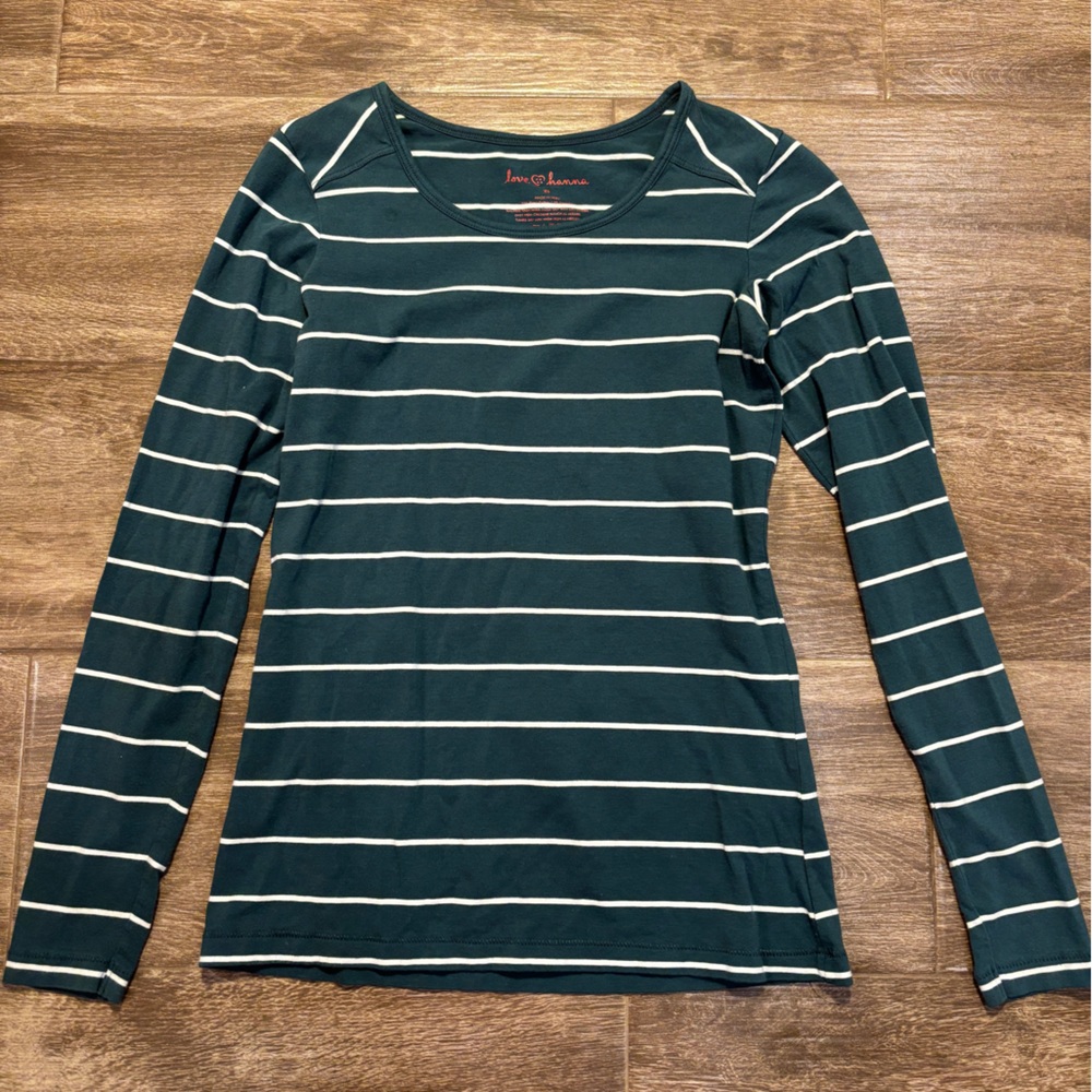 Hanna Andersson Green Striped Long Sleeve Tee‎